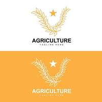 Reis Logo, Landwirtschaft Design, Vektor Weizen Reis Symbol Vorlage Illustration