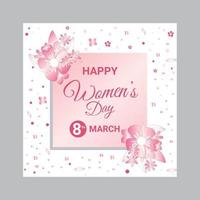 Lycklig kvinnors dag 8 Mars rosa Färg design med blomma vektor