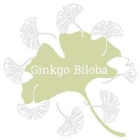 Ginkgo Biloba, Inschrift im das Center von ein Kreis von Pflanzen. Vektor Illustration