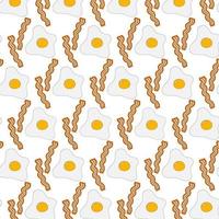 appetitlich gebraten Eier und Speck Streifen mit Gewürze. nahtlos Muster zum Welt Ei Tag. schnell Essen