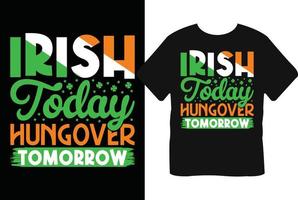 irisch heute Kater Morgen st Patrick's Tag t Hemd Design vektor