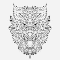 das Alpha Wolfs Kopf detailliert Illustration von wild mit es ist ausdrucksvoll Augen und mächtig Gegenwart vektor