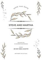 Blumen- Hochzeit Einladung Vorlage organisch Hand gezeichnet Blätter Dekoration vektor