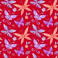 nahtlos Muster mit Schmetterlinge, Blumen und Blätter vektor