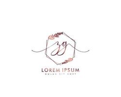 första brev zg feminin logotyp skönhet monogram och elegant logotyp design, handstil logotyp av första signatur, bröllop, mode, blommig och botanisk med kreativ mall vektor