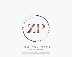 första brev Z P feminin logotyp skönhet monogram och elegant logotyp design, handstil logotyp av första signatur, bröllop, mode, blommig och botanisk med kreativ mall vektor