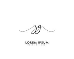 första brev zg feminin logotyp skönhet monogram och elegant logotyp design, handstil logotyp av första signatur, bröllop, mode, blommig och botanisk med kreativ mall vektor