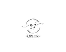 första brev zj feminin logotyp skönhet monogram och elegant logotyp design, handstil logotyp av första signatur, bröllop, mode, blommig och botanisk med kreativ mall vektor