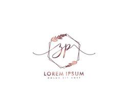 första brev Z P feminin logotyp skönhet monogram och elegant logotyp design, handstil logotyp av första signatur, bröllop, mode, blommig och botanisk med kreativ mall vektor