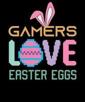 spelare kärlek påsk ägg rolig video spel påsk t-shirt design vektor