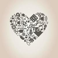 hjärta samlade in från musikalisk anteckningar vektor