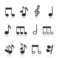 uppsättning av ikoner av musikalisk anteckningar för design vektor