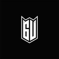 gu Logo Monogramm mit Schild gestalten Designs Vorlage vektor