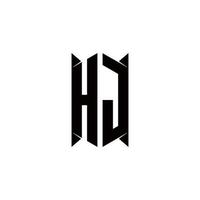 hj Logo Monogramm mit Schild gestalten Designs Vorlage vektor