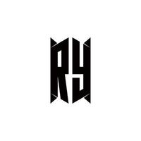 ry Logo Monogramm mit Schild gestalten Designs Vorlage vektor