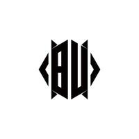 bv logotyp monogram med skydda form mönster mall vektor
