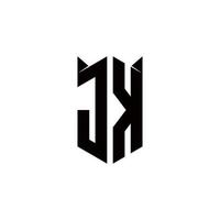 jk Logo Monogramm mit Schild gestalten Designs Vorlage vektor