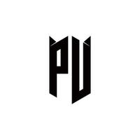 pu Logo Monogramm mit Schild gestalten Designs Vorlage vektor