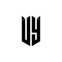 uy Logo Monogramm mit Schild gestalten Designs Vorlage vektor