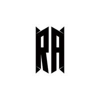 ra logotyp monogram med skydda form mönster mall vektor