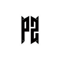 pz Logo Monogramm mit Schild gestalten Designs Vorlage vektor