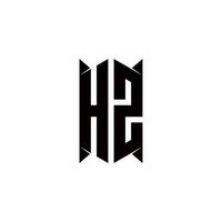 hz Logo Monogramm mit Schild gestalten Designs Vorlage vektor