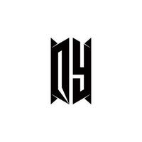 qy Logo Monogramm mit Schild gestalten Designs Vorlage vektor