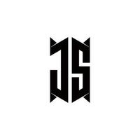 js Logo Monogramm mit Schild gestalten Designs Vorlage vektor