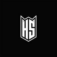 hs logotyp monogram med skydda form mönster mall vektor