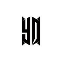 yq Logo Monogramm mit Schild gestalten Designs Vorlage vektor