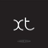 xt Initiale Brief Teilt Kleinbuchstaben Logo modern Monogramm Vorlage isoliert auf schwarz Weiß vektor
