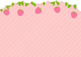 rosa ljuv bakgrund med hallon och löv vektor
