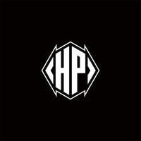 hp Logo Monogramm mit Schild gestalten Designs Vorlage vektor