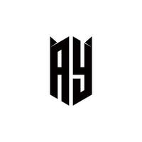 ay logotyp monogram med skydda form mönster mall vektor