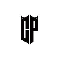 cp logotyp monogram med skydda form mönster mall vektor