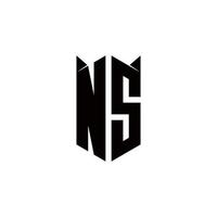 ns Logo Monogramm mit Schild gestalten Designs Vorlage vektor