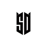 sd Logo Monogramm mit Schild gestalten Designs Vorlage vektor