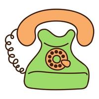 süß Gekritzel retro Telefon von das Sammlung von mädchenhaft Aufkleber. Karikatur Farbe Vektor Illustration.