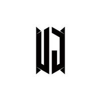 uj Logo Monogramm mit Schild gestalten Designs Vorlage vektor