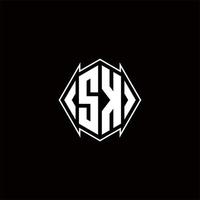 sk logotyp monogram med skydda form mönster mall vektor