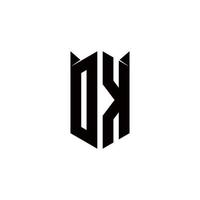 dk logotyp monogram med skydda form mönster mall vektor