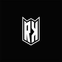 rk Logo Monogramm mit Schild gestalten Designs Vorlage vektor