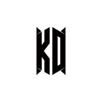 kd logotyp monogram med skydda form mönster mall vektor