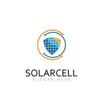 sol- energi logotyp design teknologi symbol vektor