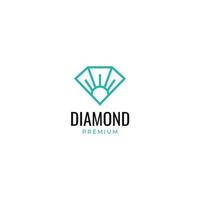 Diamant mit Sonne Logo im Mono Linie Stil Design Vektor Illustration