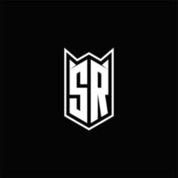 sr Logo Monogramm mit Schild gestalten Designs Vorlage vektor