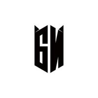 gn logotyp monogram med skydda form mönster mall vektor