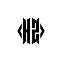 hz Logo Monogramm mit Schild gestalten Designs Vorlage vektor