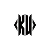 ku Logo Monogramm mit Schild gestalten Designs Vorlage vektor