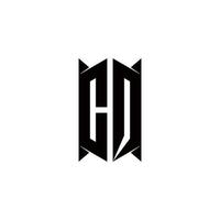 cq Logo Monogramm mit Schild gestalten Designs Vorlage vektor